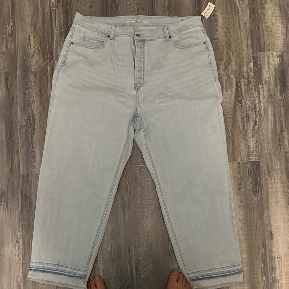 Old Navy Blue High Rise Jeans with Cuffed Hem